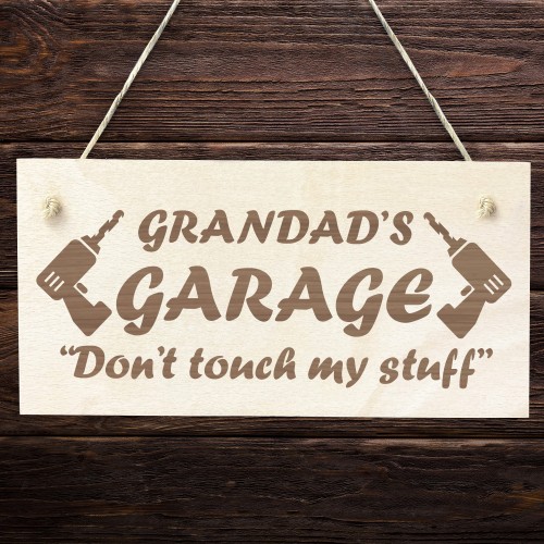 Grandads Garage Sign Hanging Plaque Funny Gift For Grandad