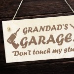 Grandads Garage Sign Hanging Plaque Funny Gift For Grandad