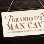 Grandads Man Cave Sign Hanging Wood Plaque Gift For Grandad