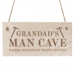 Grandads Man Cave Sign Hanging Wood Plaque Gift For Grandad