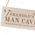 Grandads Man Cave Sign Hanging Wood Plaque Gift For Grandad