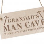 Grandads Man Cave Sign Hanging Wood Plaque Gift For Grandad