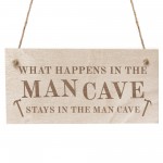 Man Cave Sign Hanging Wood Plaque Shed Garage Sign Dad Daddy