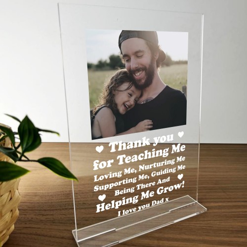 Personalised Dad Thank You Photo Plaque Fathers Day Birthday