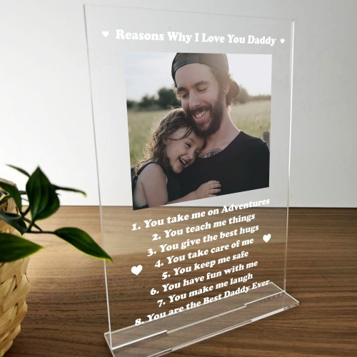 Personalised Photo Plaque Gift For Dad Daddy Fathers Day