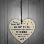 Step Dad Gifts From Stepdaughter Stepson Wood Heart Birthday