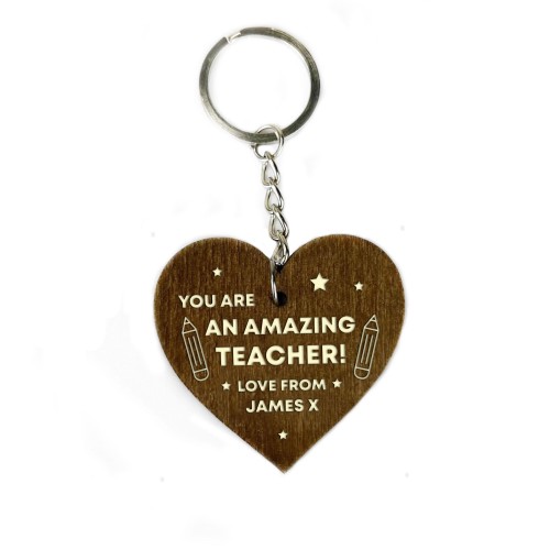 Personalised Teacher Thank You Gifts Wood Keyring Gifts