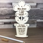 Personalised Wooden Flower Teacher Gift TA School Nursery Gift