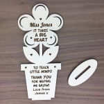 Personalised Wooden Flower Teacher Gift TA School Nursery Gift