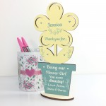 Thank You Flower Girl Gift Wood Flower Personalised Friend Gift