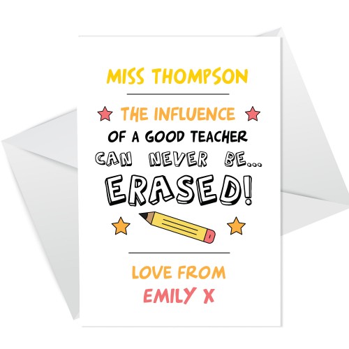 Special Thank You Card For Teacher Nursery Teacher Personalised