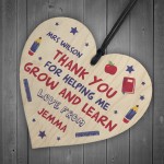 Teacher Thank You Gift Personalised Wooden Heart Leaving School 