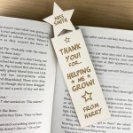 Personalised Thank You Gift For Teacher Wood Bookmark Assistant