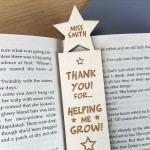 Personalised Thank You Gift For Teacher Wood Bookmark Assistant