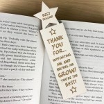 Thank You Gifts For Teacher Wooden Engraved Bookmark School