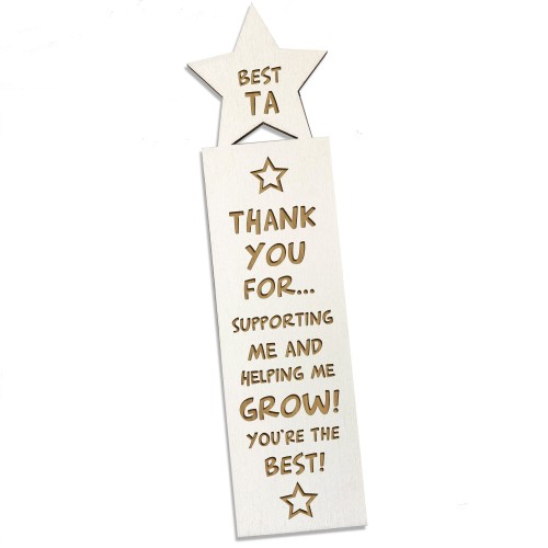 Teaching Assistant TA Teacher Wooden Bookmark Leaving School