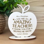 TEACHER GIFT Engraved Sign Apple School Nursery Pre School