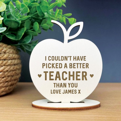 Thank You Teacher Gifts For Women Men Personalised Wood Apple