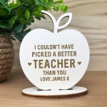 Thank You Teacher Gifts For Women Men Personalised Wood Apple