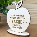 Thank You Teacher Gifts For Women Men Personalised Wood Apple