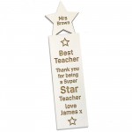 Super Star Teacher Gift Personalised Wood Bookmark Thank You