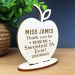 Personalised Wood Engraved Apple Teaching Assistant Gift