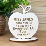 Personalised Wood Engraved Apple Teaching Assistant Gift