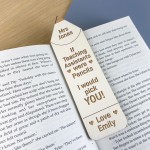 Personalised THANK YOU GIFT FOR TEACHER Bookmark Teacher