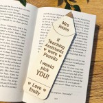 Personalised THANK YOU GIFT FOR TEACHER Bookmark Teacher