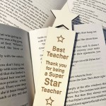 Wooden Bookmark Star Teacher Gift Thank You School Nursery