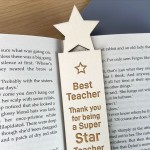 Wooden Bookmark Star Teacher Gift Thank You School Nursery