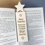 Wooden Bookmark Star Teacher Gift Thank You School Nursery