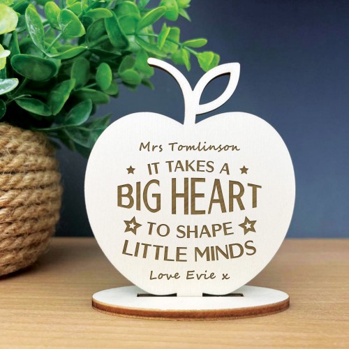 Thank You Teacher Gift Wood Apple School Nursery Pre School Gift