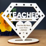 Personalised Teacher Thank You Gift Plaque Engraved Leaving Gift