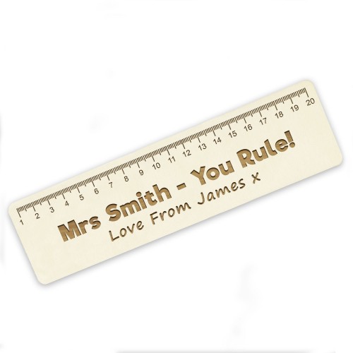 Personalised Wood Engraved Ruler Bookmark Teacher Gift School