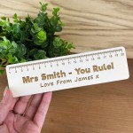 Personalised Wood Engraved Ruler Bookmark Teacher Gift School