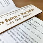 Personalised Wood Engraved Ruler Bookmark Teacher Gift School