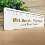 Personalised Wood Engraved Ruler Bookmark Teacher Gift School