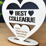 Colleague Leaving Gifts Wood Standing Heart Personalised