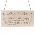 Garden Rules Sign Engraved Hanging Wall Sign Shed Summerhouse