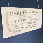 Garden Rules Sign Engraved Hanging Wall Sign Shed Summerhouse