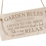 Garden Rules Sign Engraved Hanging Wall Sign Shed Summerhouse