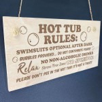 Hot Tub Rules Engraved Wood Sign Garden Sign Hot Tub Sign