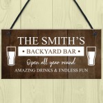 Funny BACKYARD BAR Sign For Outside Garden Personalised Shed 