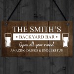 Funny BACKYARD BAR Sign For Outside Garden Personalised Shed 