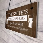 Funny BACKYARD BAR Sign For Outside Garden Personalised Shed 