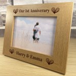 1st Anniversary Gift 7x5 Wooden Photo Frame Anniversary Gift