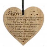 Sister Birthday Gifts From Brother Engraved Wooden Heart Gift