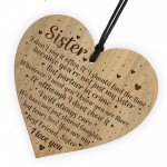 Sister Birthday Gifts From Brother Engraved Wooden Heart Gift