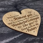 Colleague Gifts Wood Engraved Heart Leaving Gift For Colleague